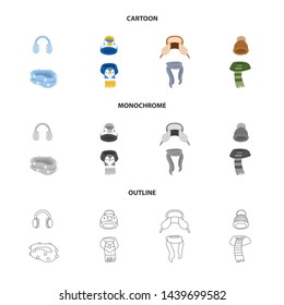Vector design of clothes and texture icon. Set of clothes and weather stock vector illustration.