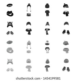 Vector design of clothes and texture icon. Collection of clothes and weather stock symbol for web.