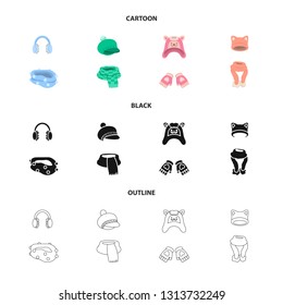 Vector design of clothes  and texture logo. Collection of clothes  and weather  stock symbol for web.