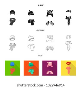 Vector design of clothes  and texture logo. Set of clothes  and weather  stock symbol for web.