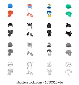 Vector design of clothes  and texture logo. Set of clothes  and weather  stock vector illustration.