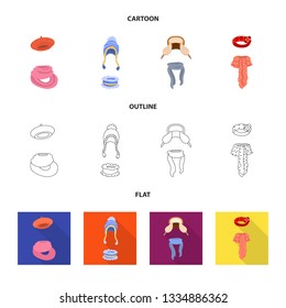 Vector design of clothes  and texture logo. Collection of clothes  and weather  stock symbol for web.