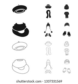Vector design of clothes  and texture logo. Set of clothes  and weather  stock symbol for web.