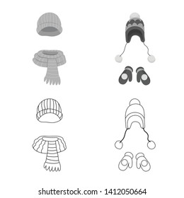 Vector design of clothes  and texture logo. Collection of clothes  and weather  stock vector illustration.