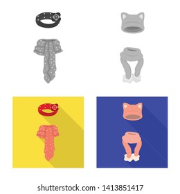 Vector design of clothes  and texture logo. Collection of clothes  and weather  vector icon for stock.