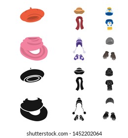 Vector design of clothes and texture logo. Collection of clothes and weather stock symbol for web.