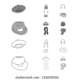 Vector design of clothes  and texture sign. Set of clothes  and weather  vector icon for stock.