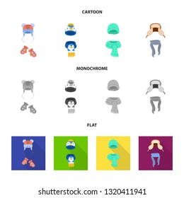 Vector design of clothes  and texture sign. Set of clothes  and weather  vector icon for stock.