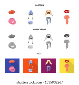 Vector design of clothes  and texture sign. Set of clothes  and weather  stock symbol for web.