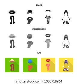 Vector design of clothes  and texture sign. Set of clothes  and weather  vector icon for stock.