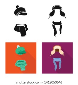 Vector design of clothes  and texture sign. Collection of clothes  and weather  stock symbol for web.