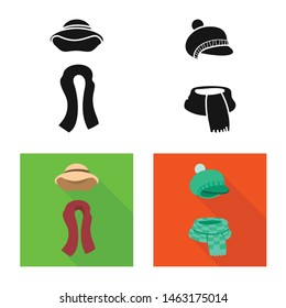 Vector design of clothes and texture sign. Set of clothes and weather stock symbol for web.