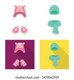 Vector design of clothes and texture sign. Set of clothes and weather stock vector illustration.