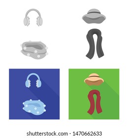 Vector design of clothes and texture sign. Collection of clothes and weather stock symbol for web.