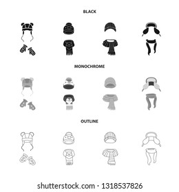 Vector design of clothes  and texture symbol. Set of clothes  and weather  stock symbol for web.
