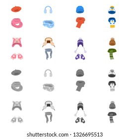 Vector design of clothes  and texture symbol. Set of clothes  and weather  vector icon for stock.