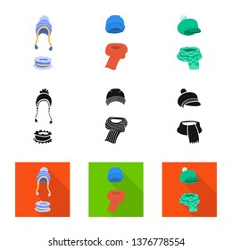 Vector design of clothes  and texture symbol. Set of clothes  and weather  stock symbol for web.