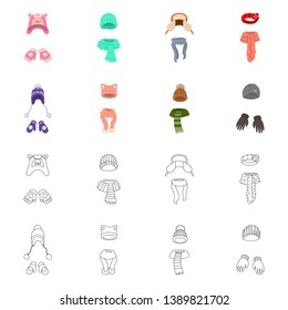Vector design of clothes  and texture symbol. Collection of clothes  and weather  vector icon for stock.