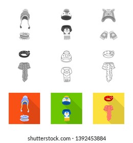 Vector design of clothes  and texture symbol. Collection of clothes  and weather  stock symbol for web.