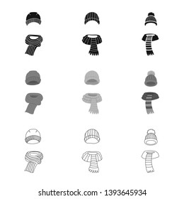 Vector design of clothes  and texture symbol. Set of clothes  and weather  vector icon for stock.