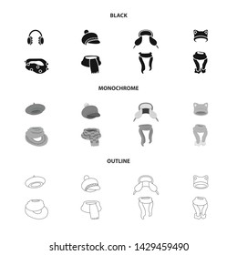 Vector design of clothes and texture symbol. Collection of clothes and weather stock symbol for web.