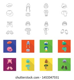 Vector design of clothes and texture symbol. Collection of clothes and weather stock vector illustration.