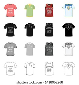 Vector design of clothes and wear logo. Collection of clothes and short stock vector illustration.