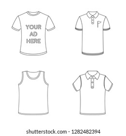 Vector design of clothes and wear sign. Collection of clothes and short stock vector illustration.