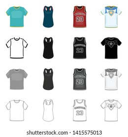 Vector design of clothes and wear sign. Collection of clothes and short stock vector illustration.