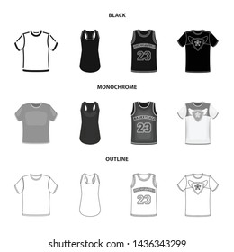 Vector design of clothes and wear sign. Collection of clothes and short stock vector illustration.