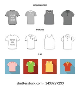 Vector design of clothes and wear sign. Set of clothes and short vector icon for stock.