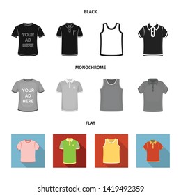 Vector design of clothes and wear symbol. Collection of clothes and short stock symbol for web.