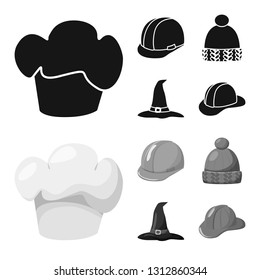Vector design of clothing and cap icon. Set of clothing and beret stock symbol for web.