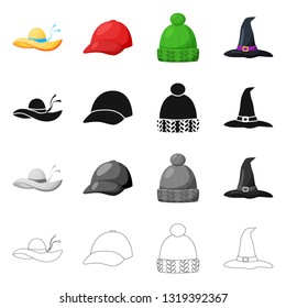 Vector design of clothing and cap icon. Collection of clothing and beret stock vector illustration.