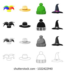 Vector design of clothing and cap icon. Set of clothing and beret vector icon for stock.