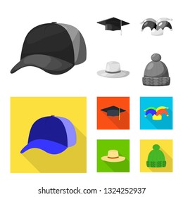 Vector design of clothing and cap icon. Collection of clothing and beret stock symbol for web.
