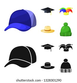 Vector design of clothing and cap icon. Set of clothing and beret vector icon for stock.