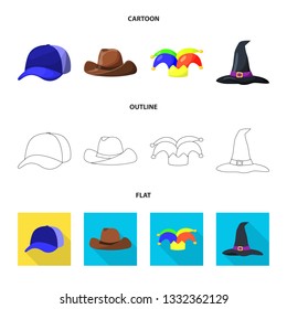 Vector design of clothing and cap icon. Set of clothing and beret stock symbol for web.