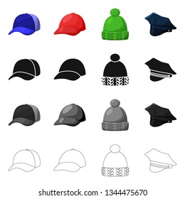 Vector design of clothing and cap icon. Set of clothing and beret stock symbol for web.