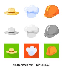 Vector design of clothing and cap icon. Set of clothing and beret vector icon for stock.