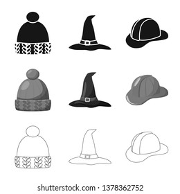 Vector design of clothing and cap icon. Set of clothing and beret vector icon for stock.
