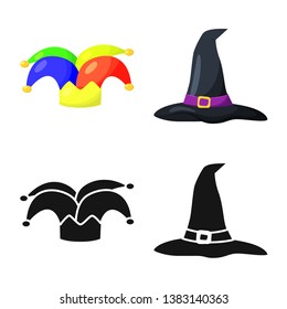 Vector design of clothing and cap icon. Set of clothing and beret vector icon for stock.