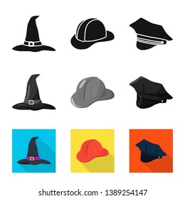 Vector design of clothing and cap icon. Collection of clothing and beret stock symbol for web.