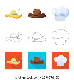 Vector design of clothing and cap icon. Set of clothing and beret vector icon for stock.