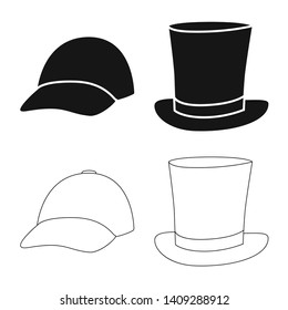 Vector design of clothing and cap icon. Collection of clothing and beret vector icon for stock.