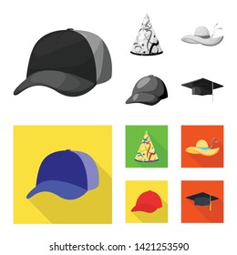 Vector design of clothing and cap icon. Set of clothing and beret stock symbol for web.