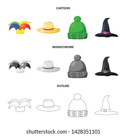 Vector design of clothing and cap icon. Collection of clothing and beret stock symbol for web.
