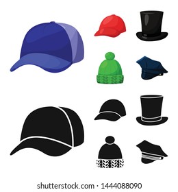 Vector design of clothing and cap icon. Set of clothing and beret vector icon for stock.