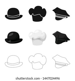 Vector design of clothing and cap icon. Collection of clothing and beret stock symbol for web.