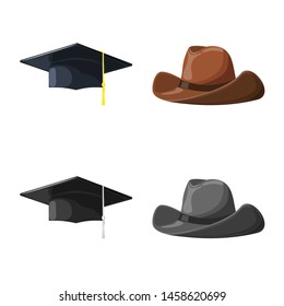 Vector design of clothing and cap icon. Collection of clothing and beret stock vector illustration.